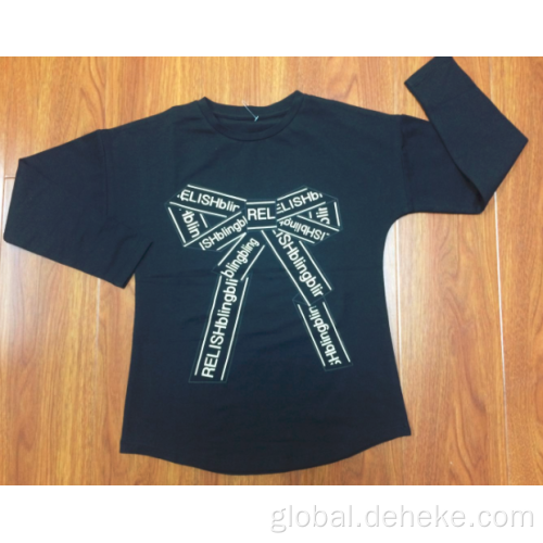 Childrens Tshirts Gilr's knit fashion jacquard tape bow t shirt Factory